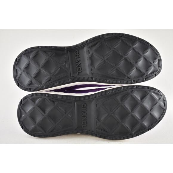 Chanel 20C Mens Purple Black White CC Logo Lace Up Low Top Trainer Sneaker 44 11 - Picture 13 of 13